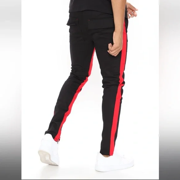 Travis Twill Joggers Black and Red - Picture 4 of 6